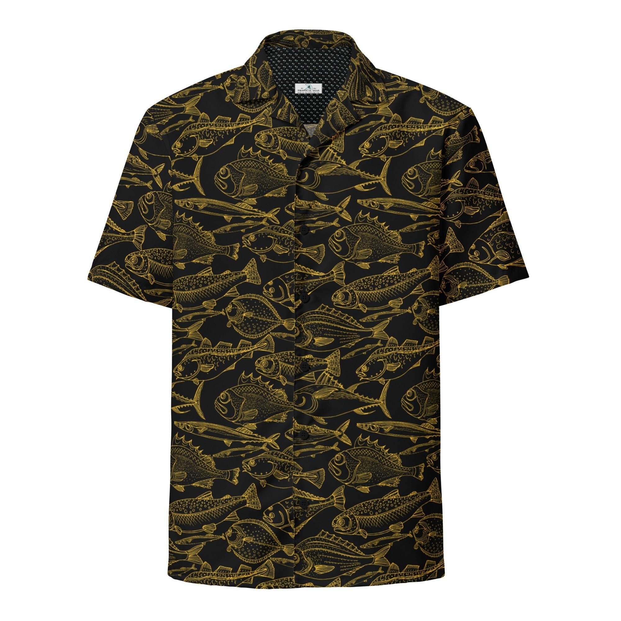 Sea of Gold Riches Hawaiian Button Shirt: Dive into Opulent Ocean Elegance! - Luna BR wear co.