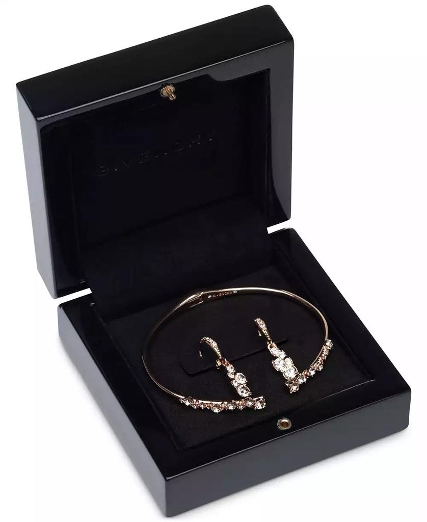 Silver-Tone 2-Pc. Set Stone Scatter Cluster Cuff Bangle Bracelet & Matching Drop Earrings - Luna BR wear co.