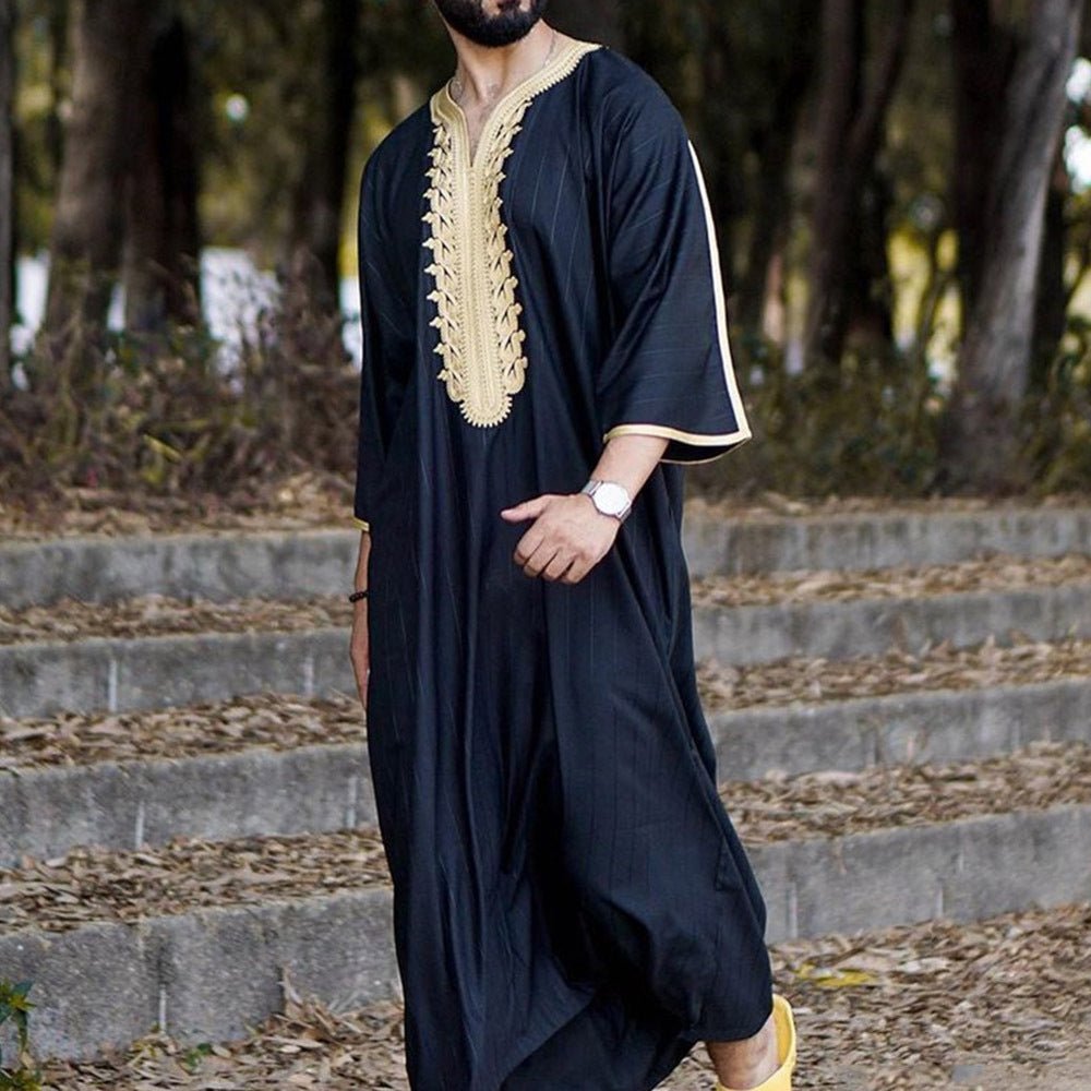 Stylish Men's Black Long Shirt Muslim Robe - Luna BR wear co.