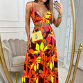 Summer Floral V-Neck Maxi Dress Two-Piece Set for Women - Luna BR wear co.