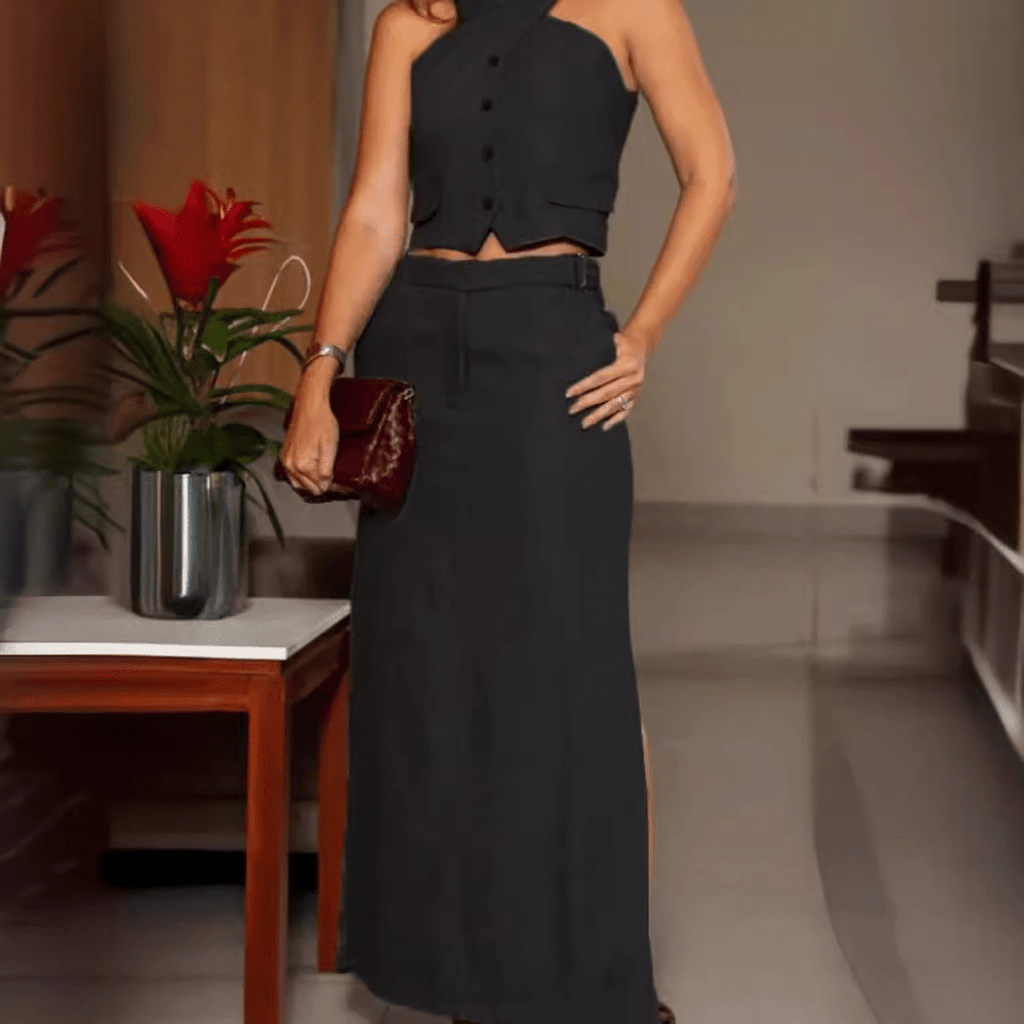 Tailored Set: Vest and Long Skirt (One Set) - Luna BR wear co.