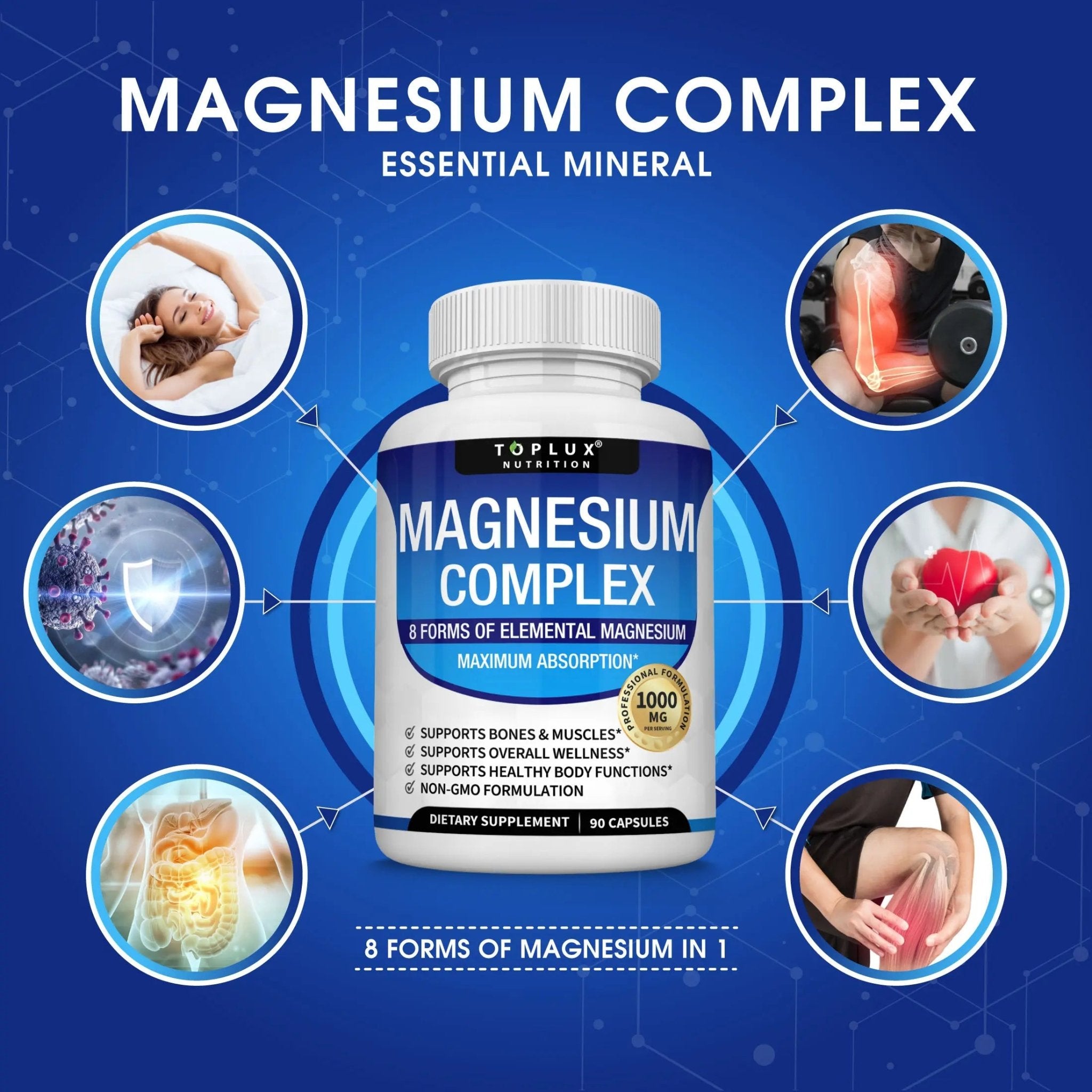 Toplux Magnesium Complex 8 Essential Magnesium Supplement - XIOR LUXE