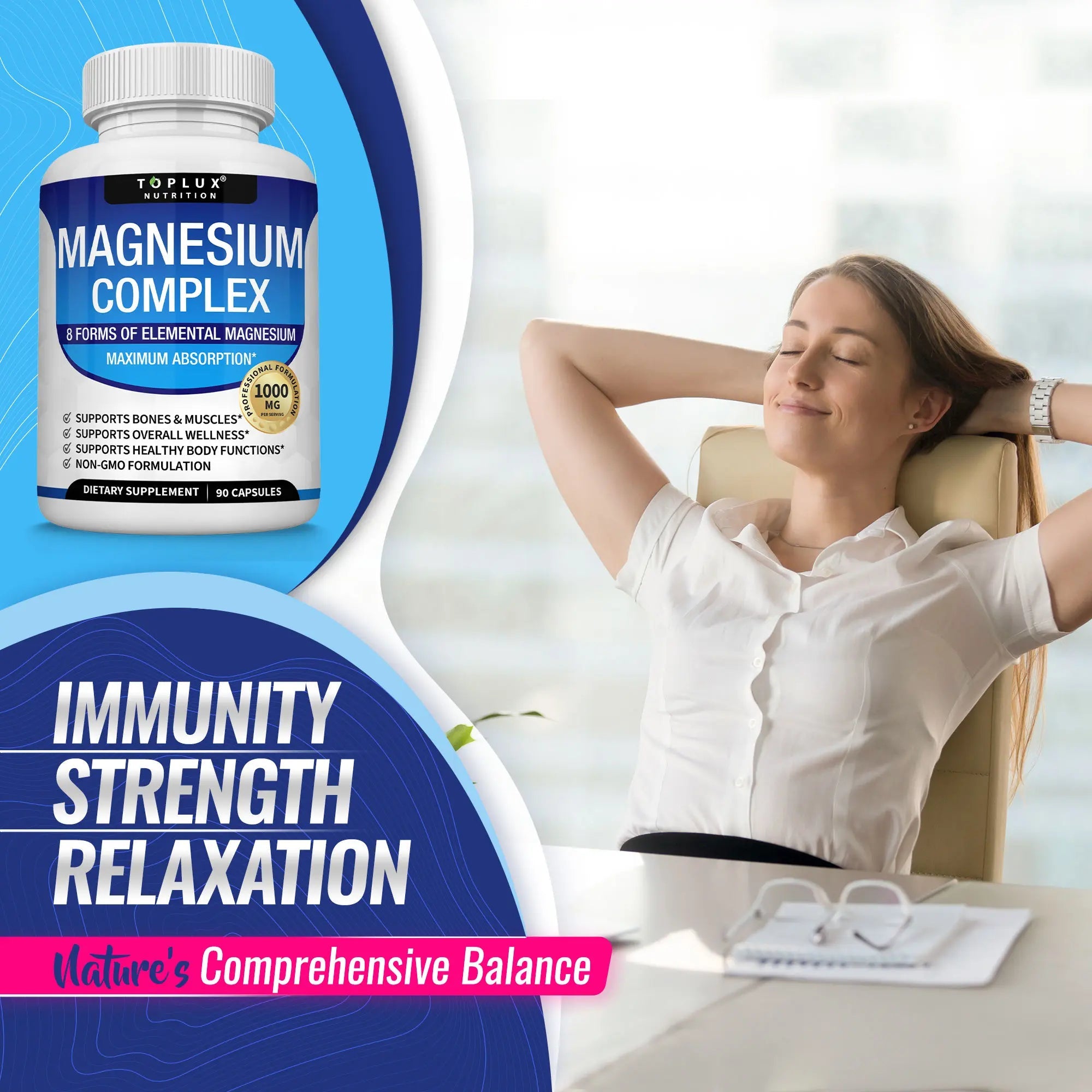 Toplux Magnesium Complex 8 Essential Magnesium Supplement - XIOR LUXE
