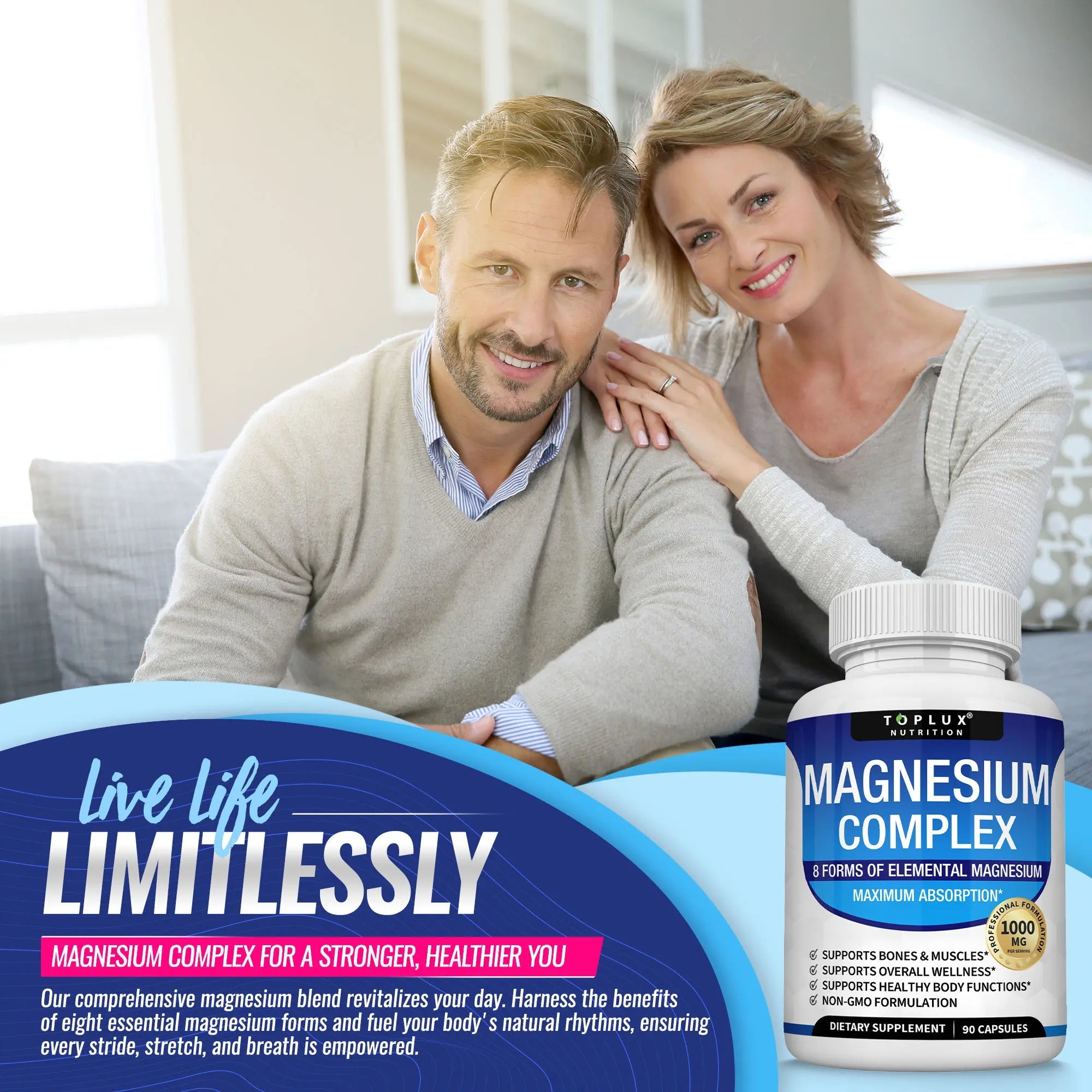 Toplux Magnesium Complex 8 Essential Magnesium Supplement - XIOR LUXE