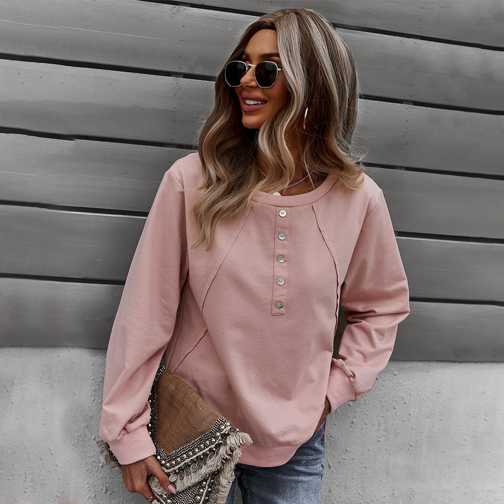 Trendy Women's Long-Sleeved Round Neck Pullover Sweater - Luna BR wear co.