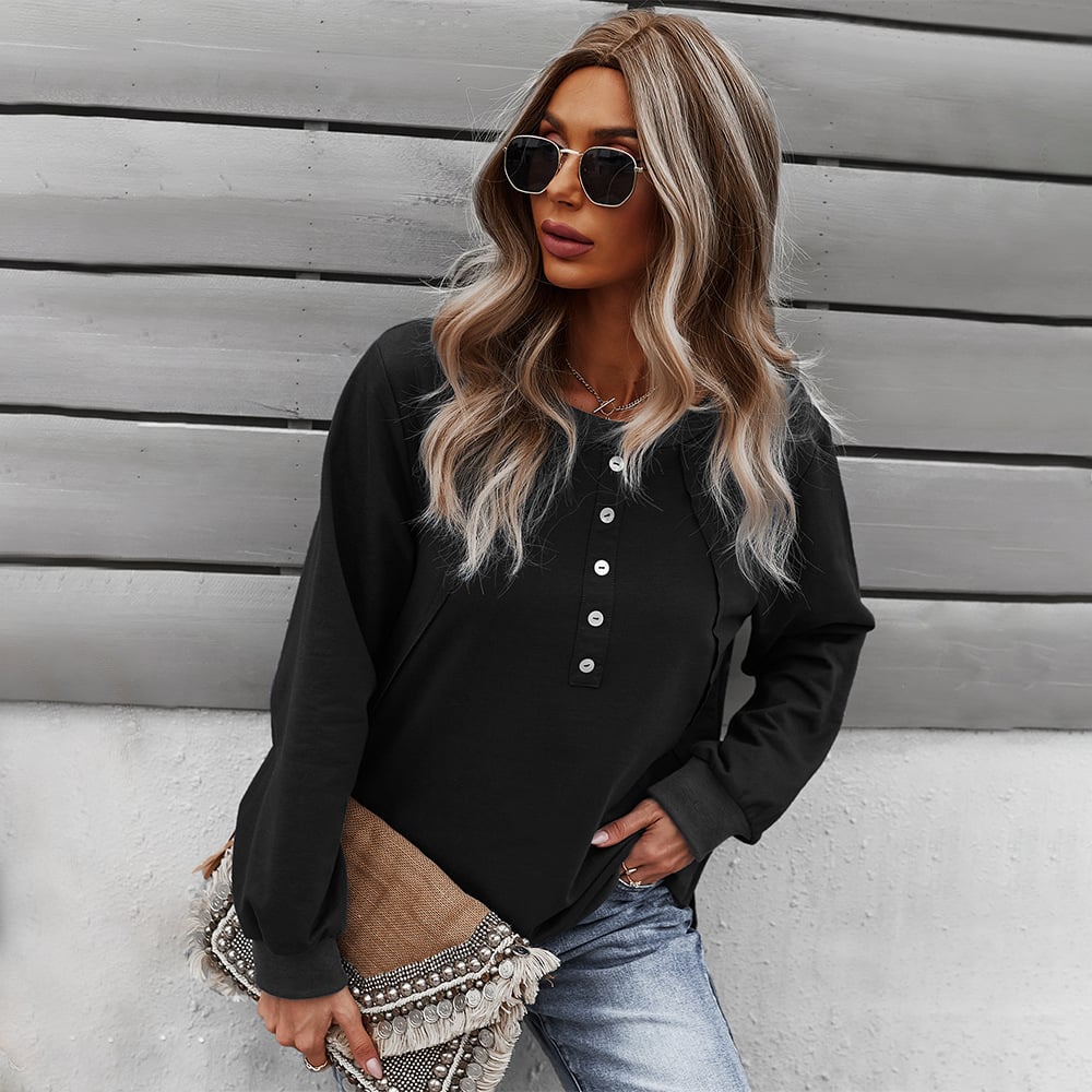 Trendy Women's Long-Sleeved Round Neck Pullover Sweater - Luna BR wear co.