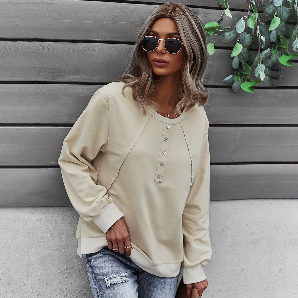 Trendy Women's Long-Sleeved Round Neck Pullover Sweater - Luna BR wear co.
