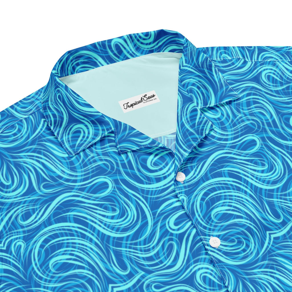 Tsunami Island Party Button Down Hawaiian Shirt - Coastal Summer 2024 Collection - Luna BR wear co.