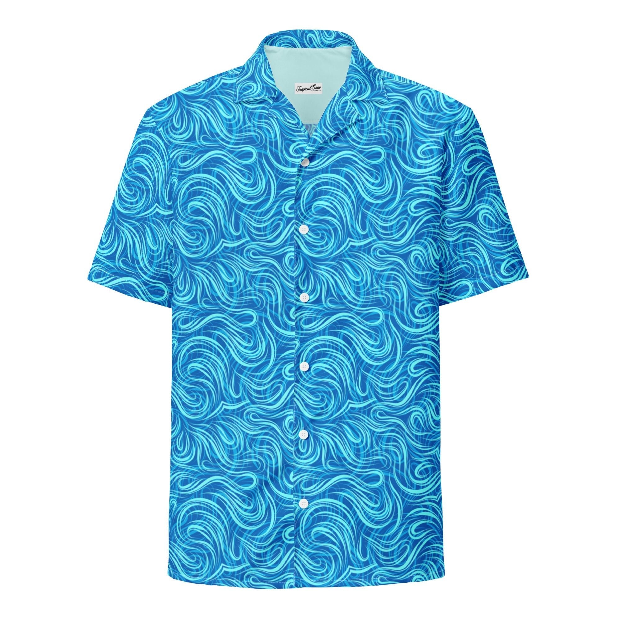 Tsunami Island Party Button Down Hawaiian Shirt - Coastal Summer 2024 Collection - Luna BR wear co.