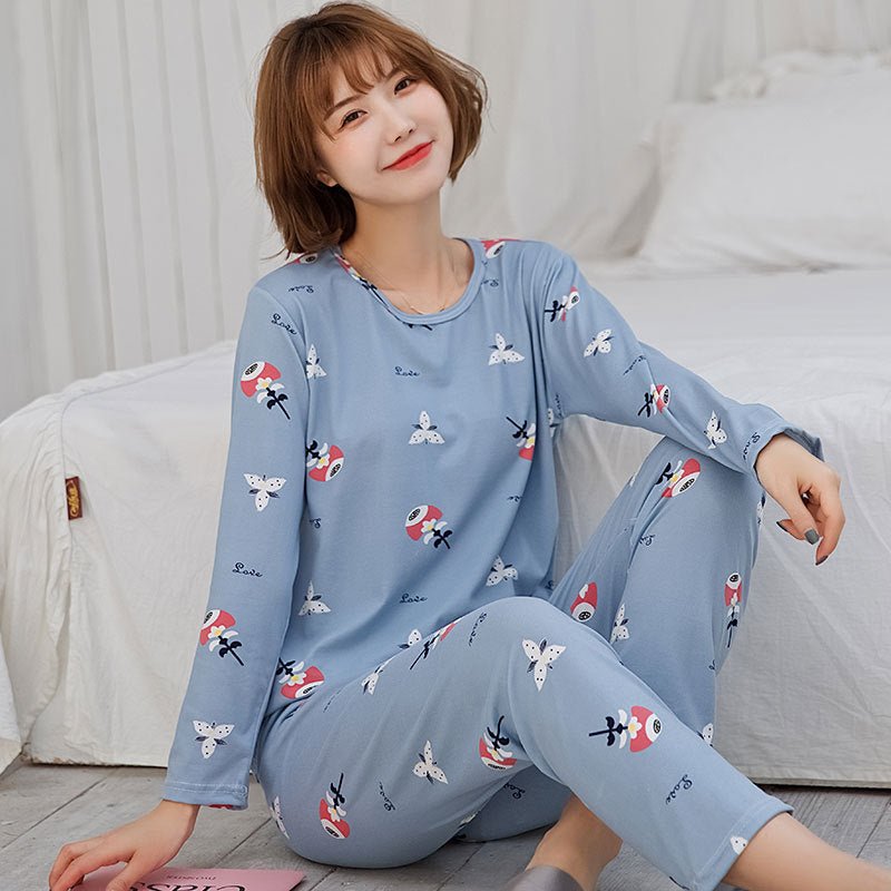 Women's Long-Sleeved Pajama Set in Cute Design - Luna BR wear co.